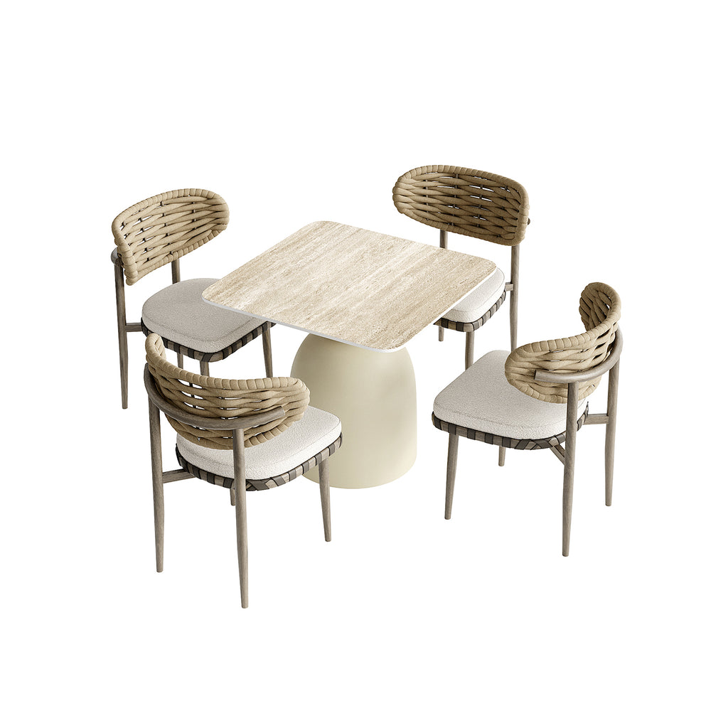 「Roman Yellow Travertine」Luxury Outdoor Dining Set