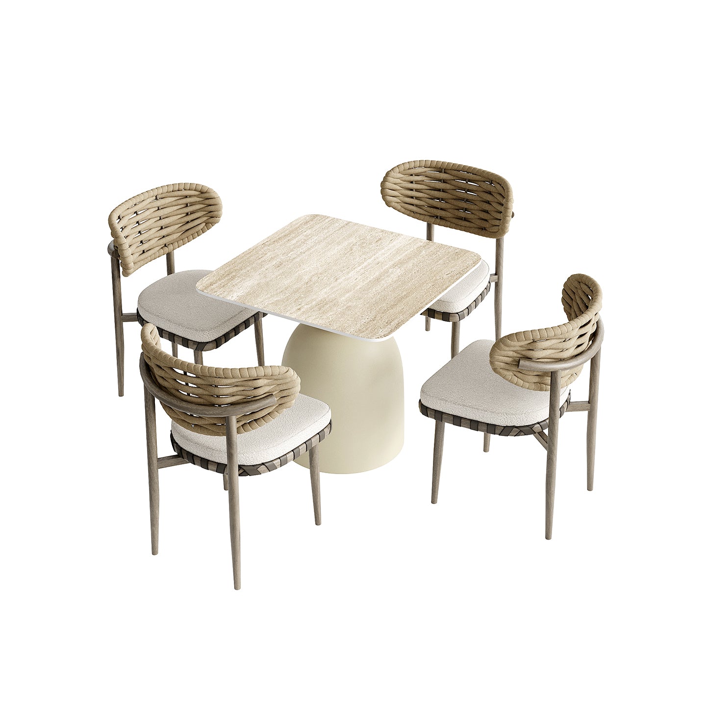 「Roman Yellow Travertine」Luxury Outdoor Dining Set