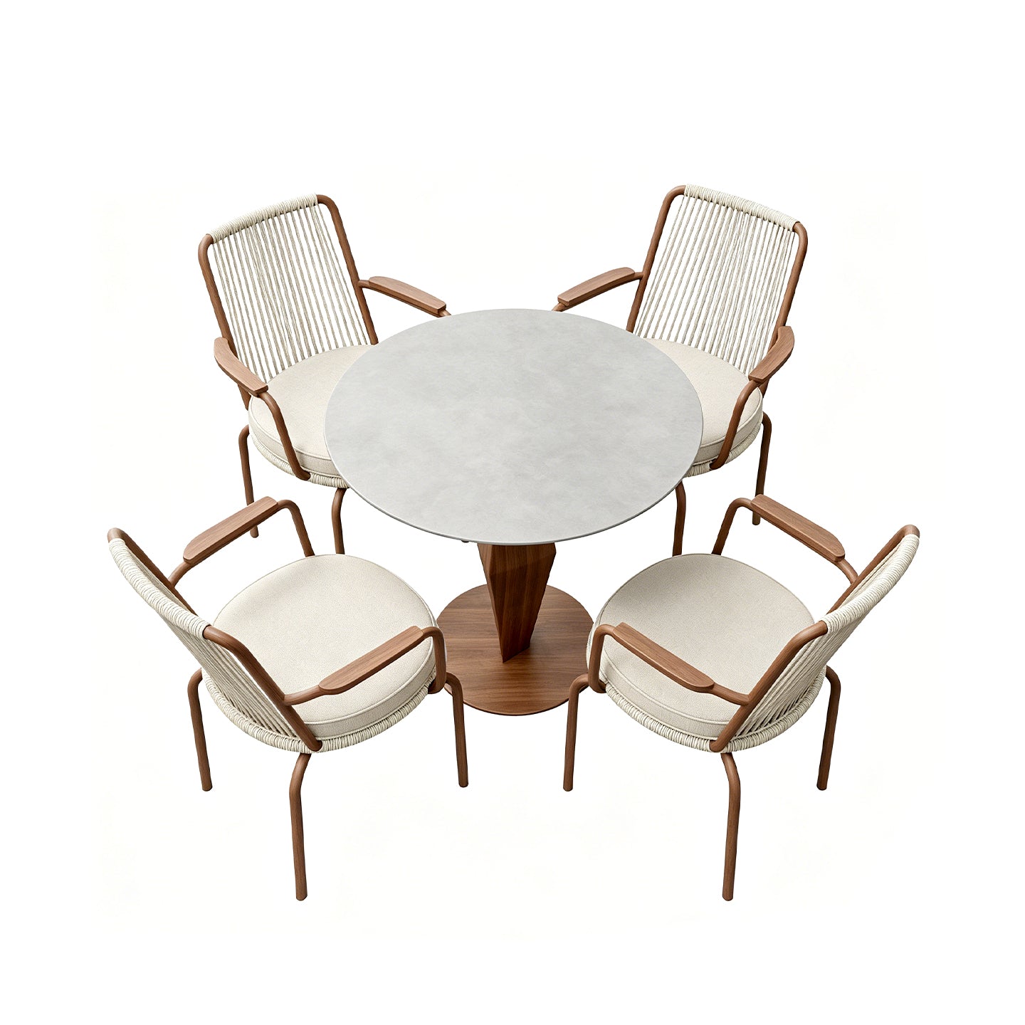 「Teak Weave Coffee」Luxury Round Outdoor Lounge Dining Set