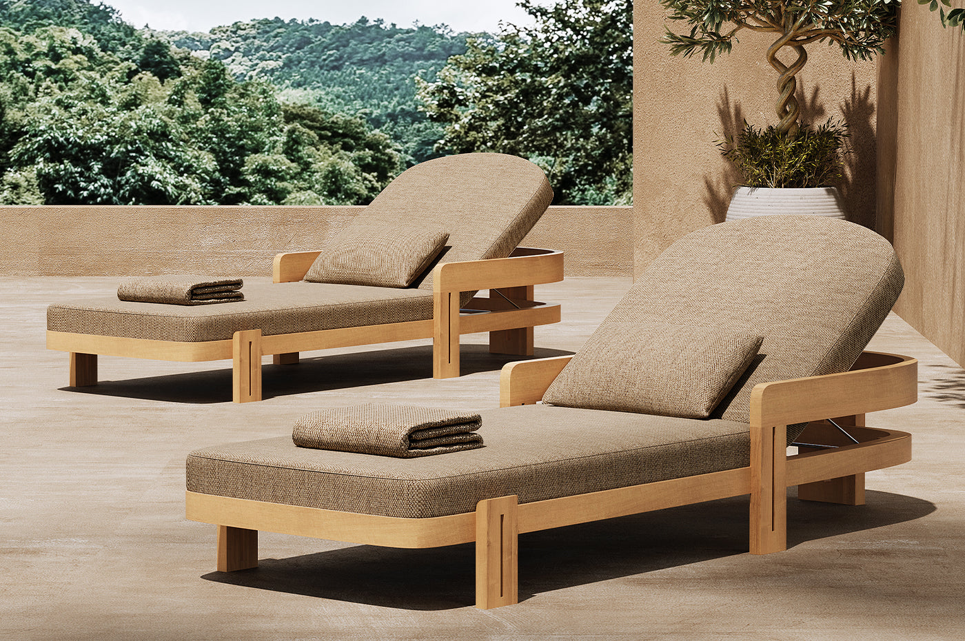 The Nomad | Minimalist Solid Teak Outdoor Single Sunbed