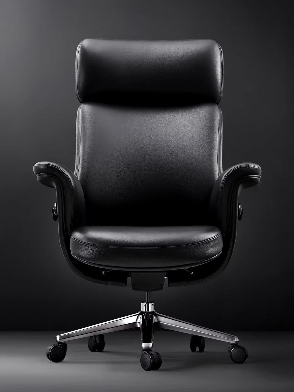 The Silhouette | Patented Sculptural Executive Office Chair in Genuine Leather-Black