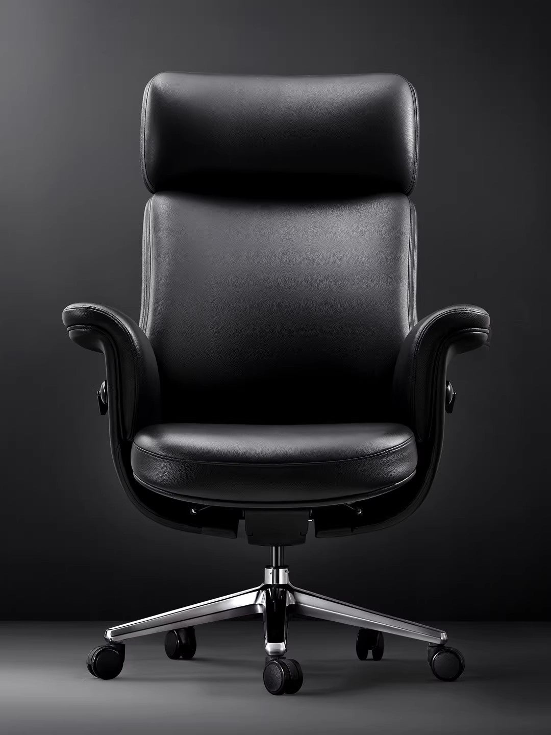 The Silhouette | Patented Sculptural Executive Office Chair in Genuine Leather-Black