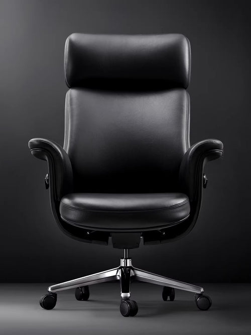 The Silhouette | Patented Sculptural Executive Office Chair in Genuine Leather-Black