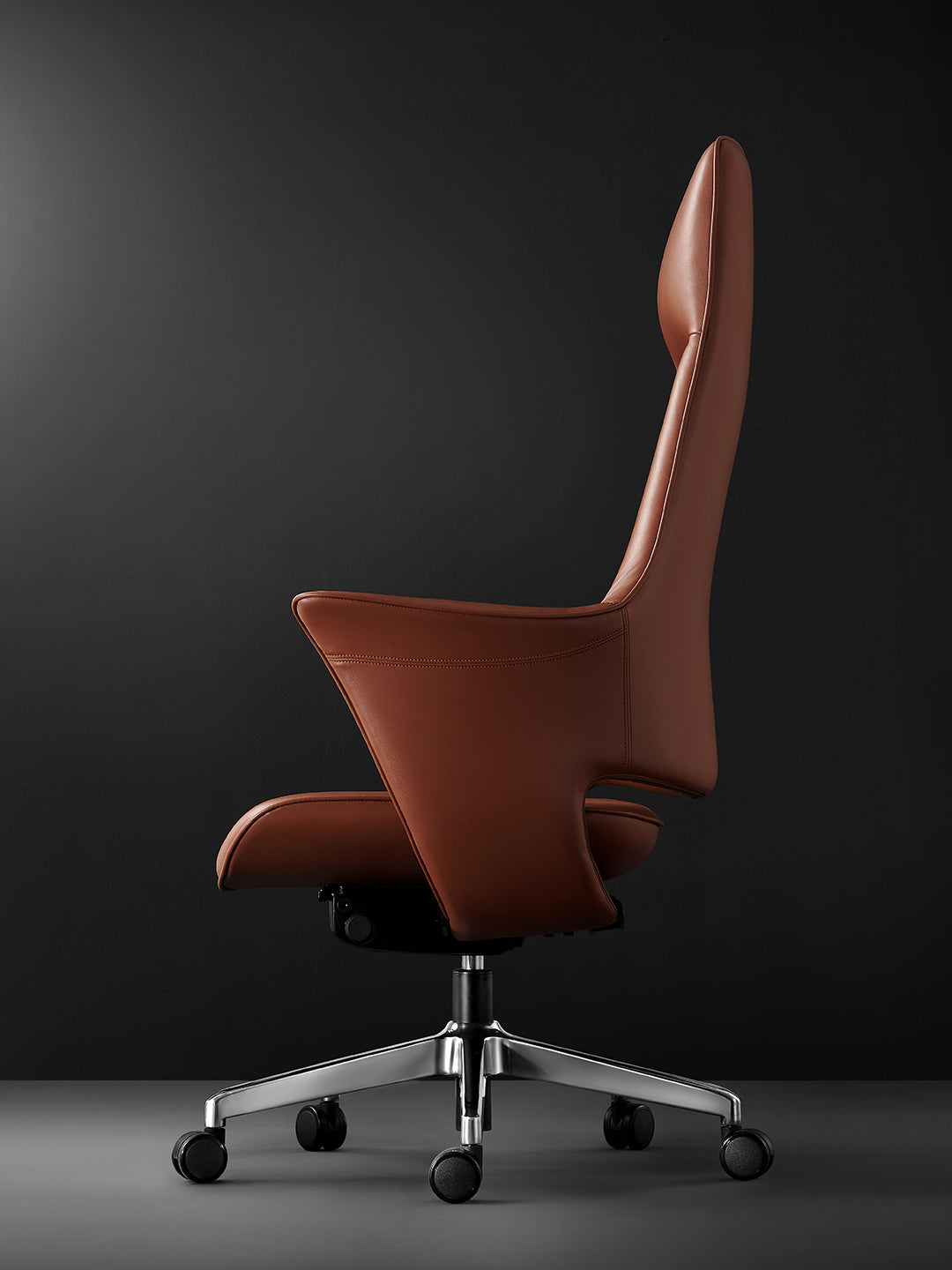 The Water Sleeve | Sculptural High-Back Executive Office Chair in Premium Microfiber Leather-Brown