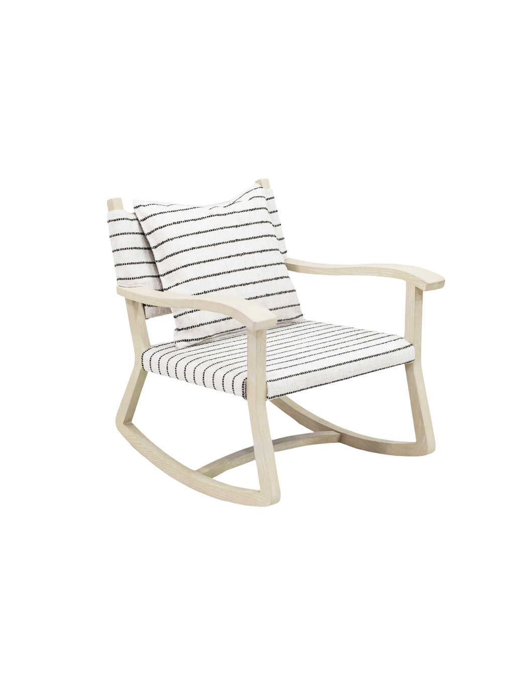 Beige rocking chair with striped cushions Oak & Striped Canvas Single Rocking Chair