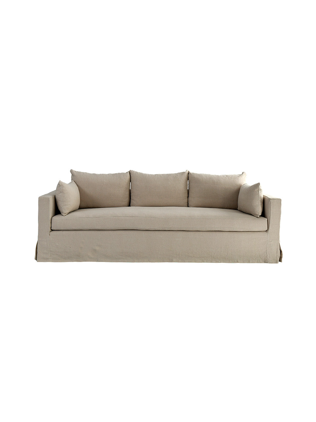 Beige sofa with cushions ,Natural Linen Minimalist Grand Sofa