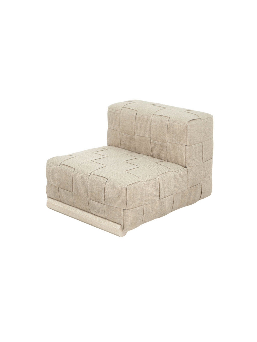 Beige woven chair Hand-Woven Natural Linen & Solid Oak Symmetrical Single Sofa