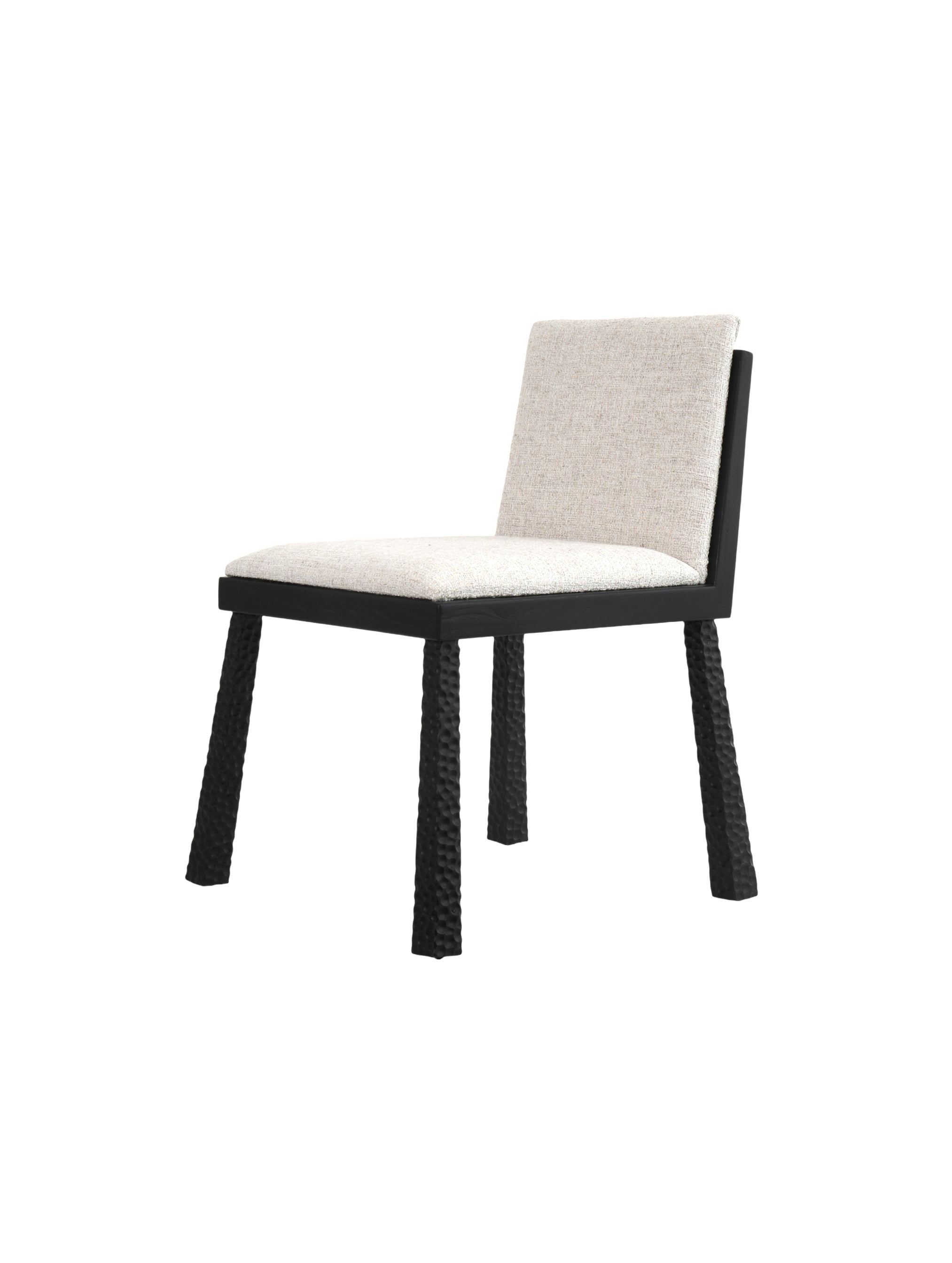 Chair with black frame and white cushion Elm & Faux Wool Architectural Dining Chair