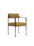 Chair with mustard yellow cushioned seat and backrest Colmar Hand-Forged Iron & Upholstered Accent Chair