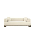 Welsh Alpaca Wool & Solid Birch Indoor Large Sofa，Modern organic curved modular sofa lifestyle shot, high-end cloud seating wool blend sectional sofa for high-end interior design.
