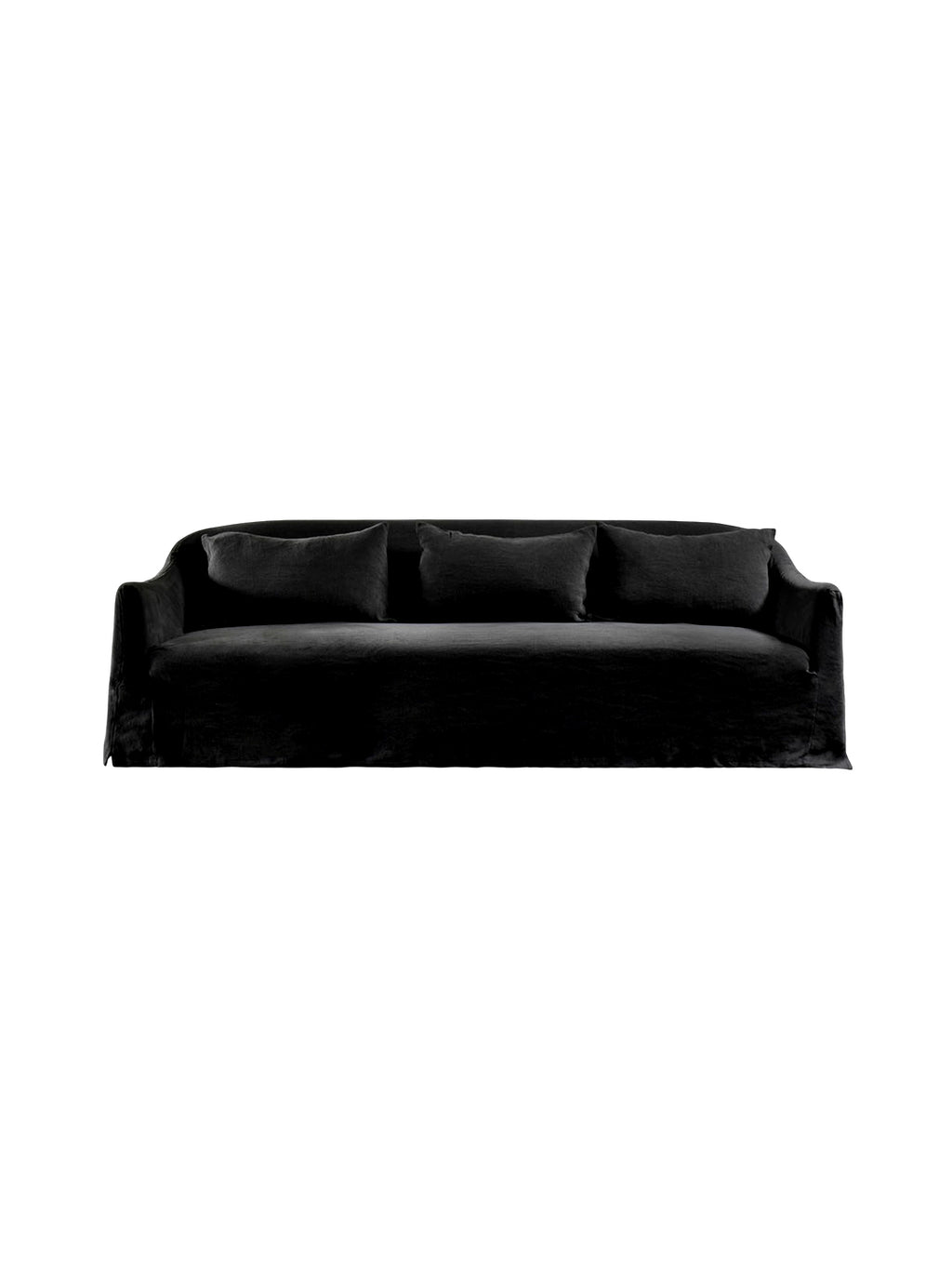 Curved Natural Linen Multi-Seat Sofa，A modern luxury curved sofa defined by effortless, relaxed elegance and premium natural materials. 