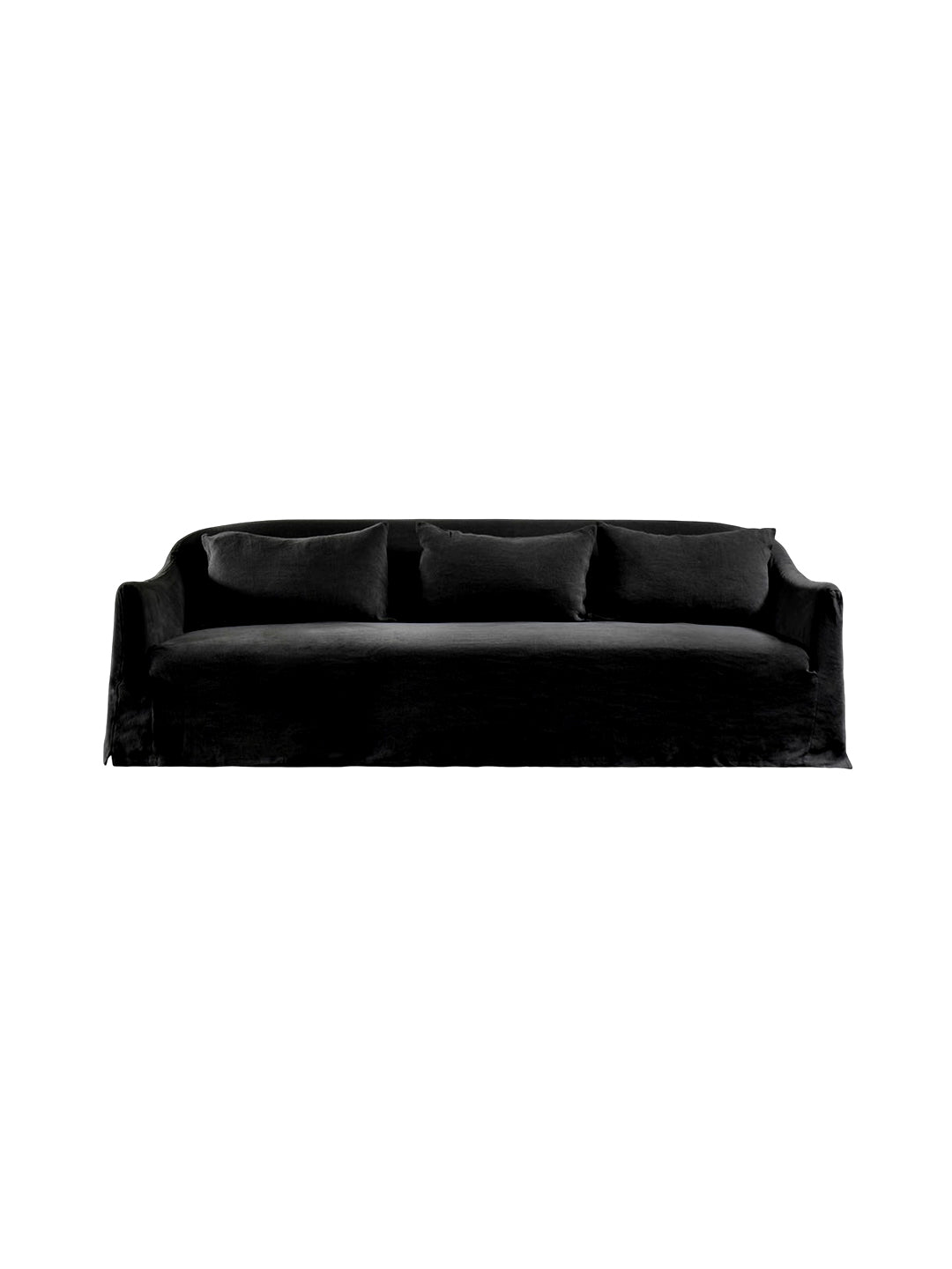 Curved Natural Linen Multi-Seat Sofa，A modern luxury curved sofa defined by effortless, relaxed elegance and premium natural materials. 