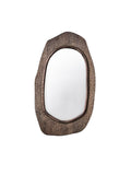 Decorative mirror with a textured brown frame Hand-Carved Elongated Pine Wood Decorative Mirror
