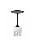 Compact wabi‑sabi side table with smooth metal top and solid wood crackle‑finish base. Nature‑inspired textured accent end table, perfect for living room, bedroom and sofa corner, premium organic modern home decor, fully assembled.