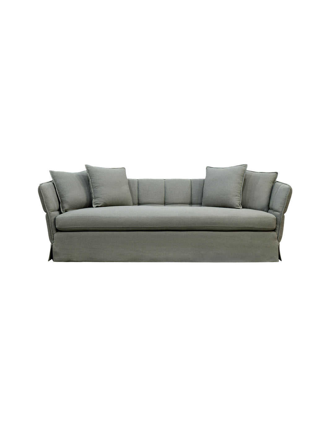 Gray sofa with multiple cushions,  Minimalist Cotton-Linen Blend Sofa