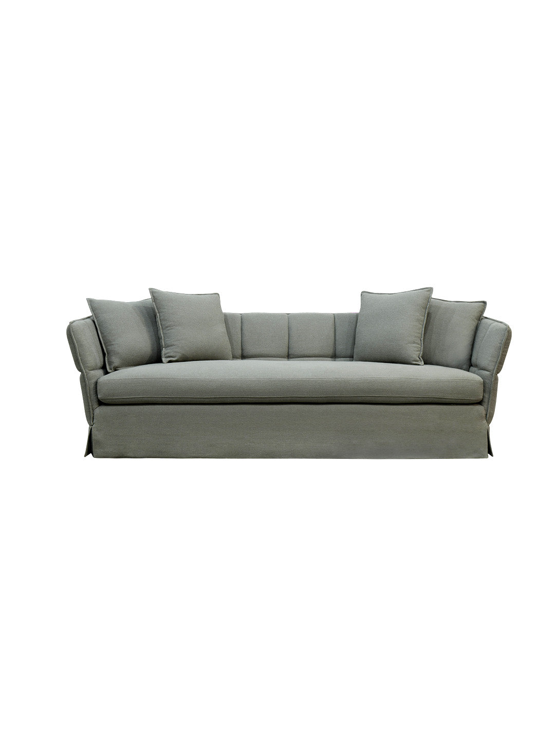 Gray sofa with multiple cushions,  Minimalist Cotton-Linen Blend Sofa