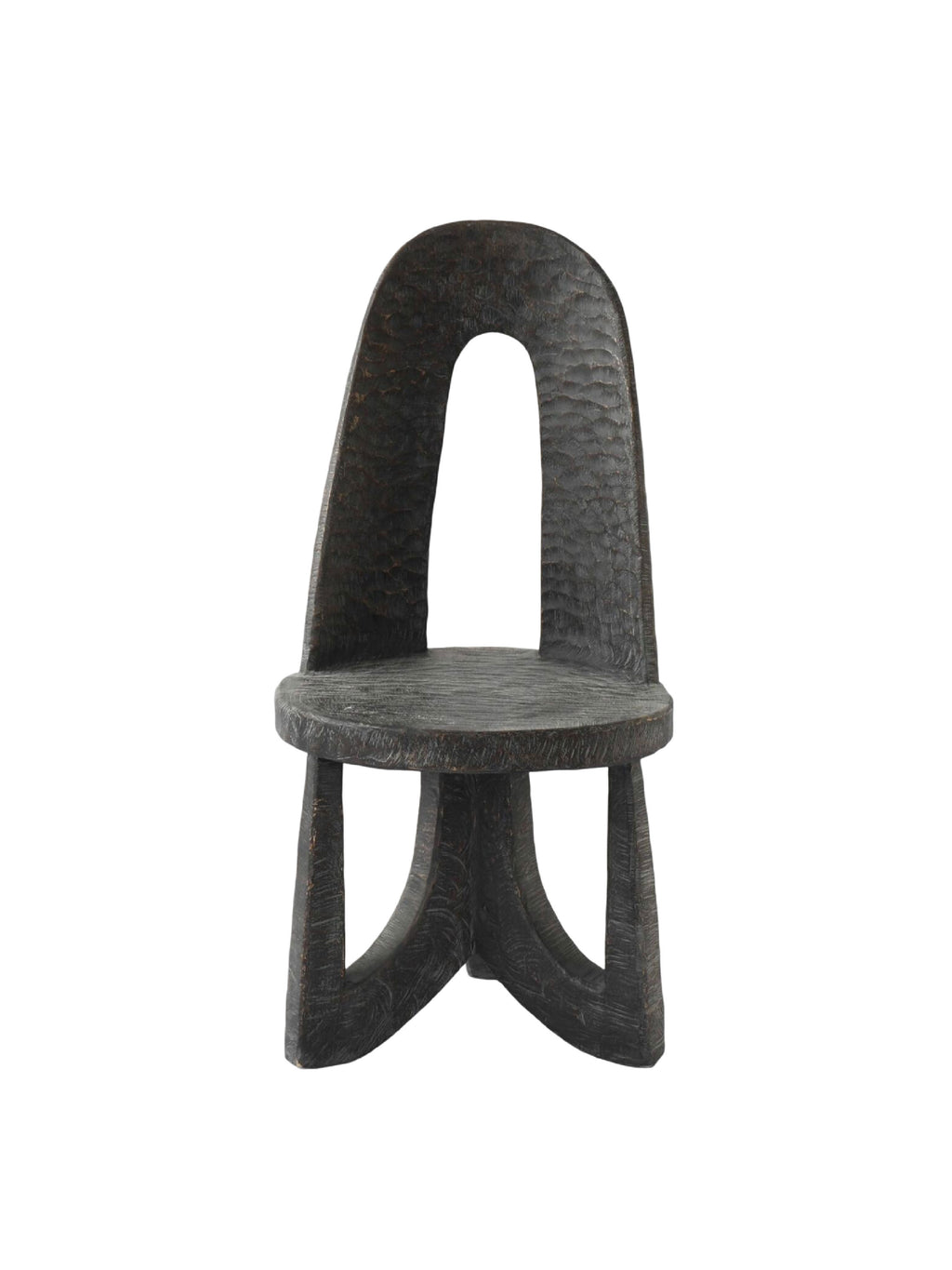 Hand-Carved Antique-Style African Solid Wood Chair