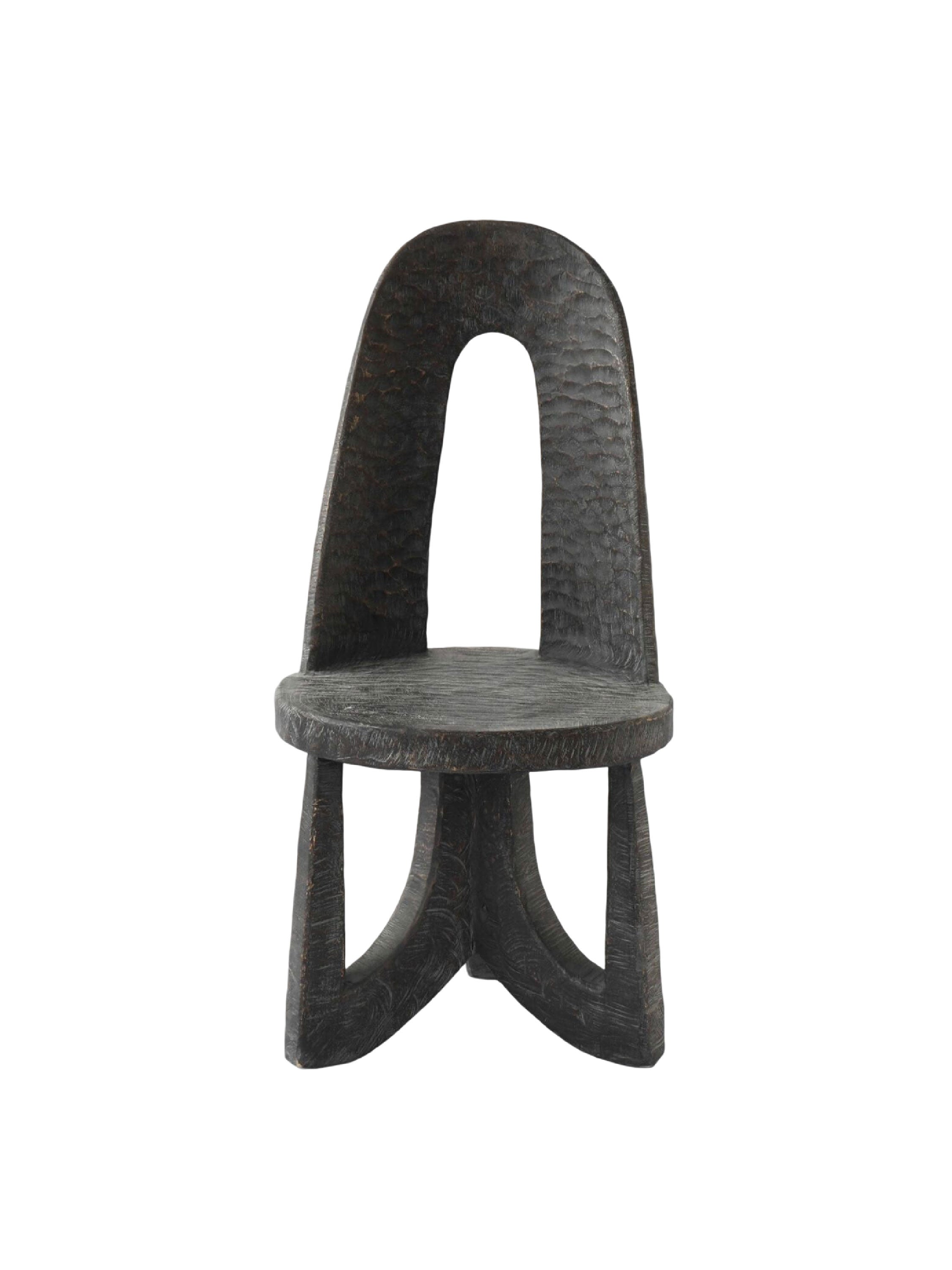 Hand-Carved Antique-Style African Solid Wood Chair