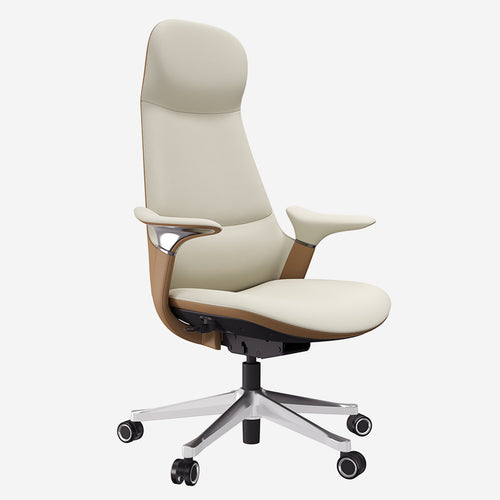 Integrated High-Back Executive Office Chair in Premium Nappa Leather