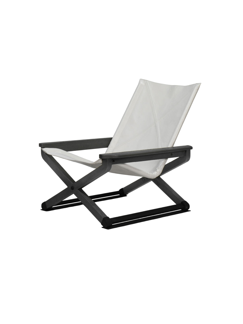 Modern chair with white seat and black frame Folding-Style Natural Leather Lounge Chair