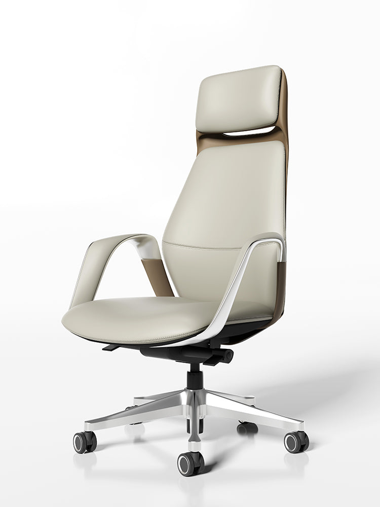 Modern office chair with beige leather seat and backrest,The Ark | Executive Office Chair in Imported Italian Nappa Leather