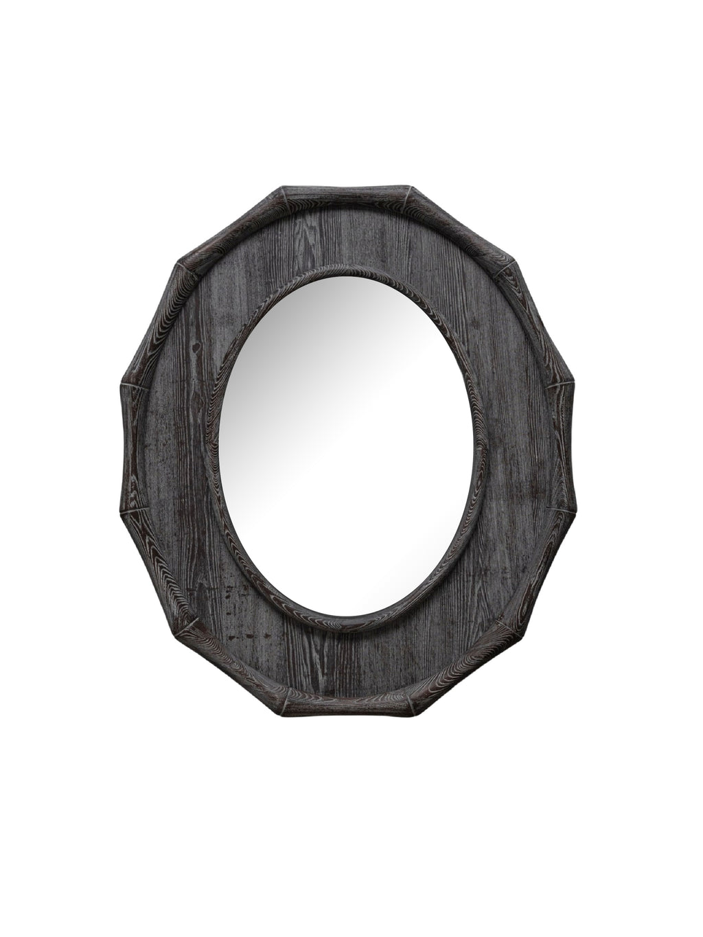 Octagonal mirror with a dark wooden frame Symmetrical Knotted Elm Wood Decorative Mirror
