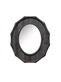 Octagonal mirror with a dark wooden frame Symmetrical Knotted Elm Wood Decorative Mirror