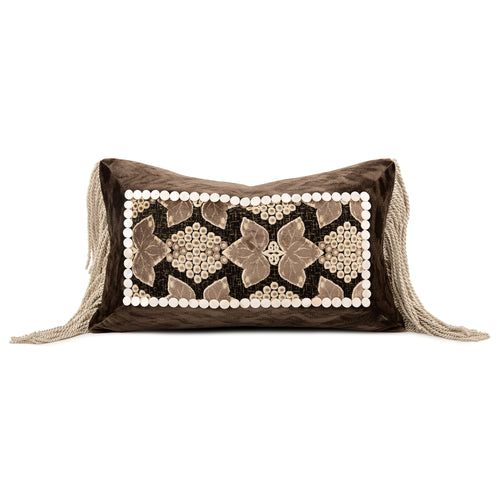 fall season decor with this elegant old‑money‑style lumbar pillow, featuring vintage grape‑plant embroidery and soft side tassels. A timeless luxury accent cushion for homey apartment, living‑room & bedroom styling, filled with goose feather.