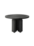 Round black table with a unique base design Corrugated Solid Wood Round Dining Table