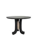 Round table with a black base and marble top,Solid Wood Round Dining Table