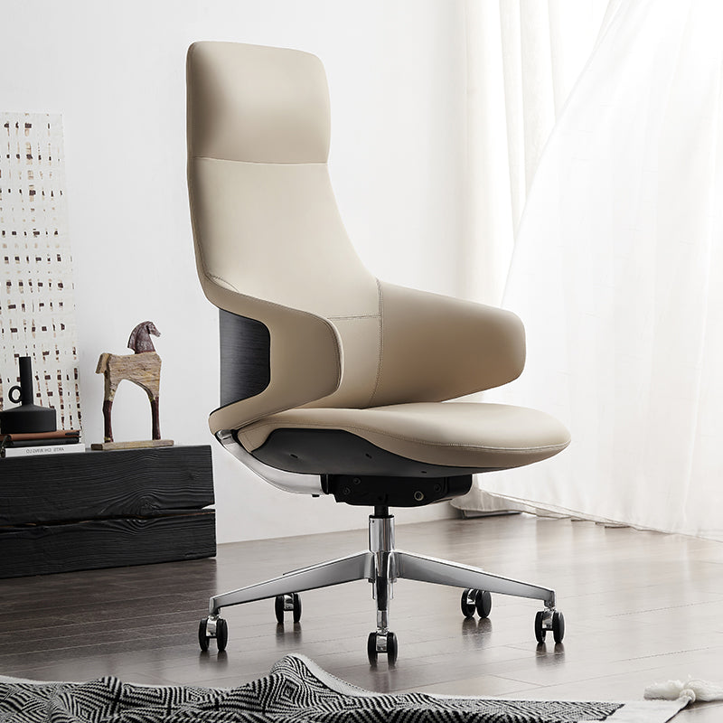 KDO2 Sovereign | Professional Executive Office Chair in Italian Nappa Leather with Hydrographic Wood-Grain Beige