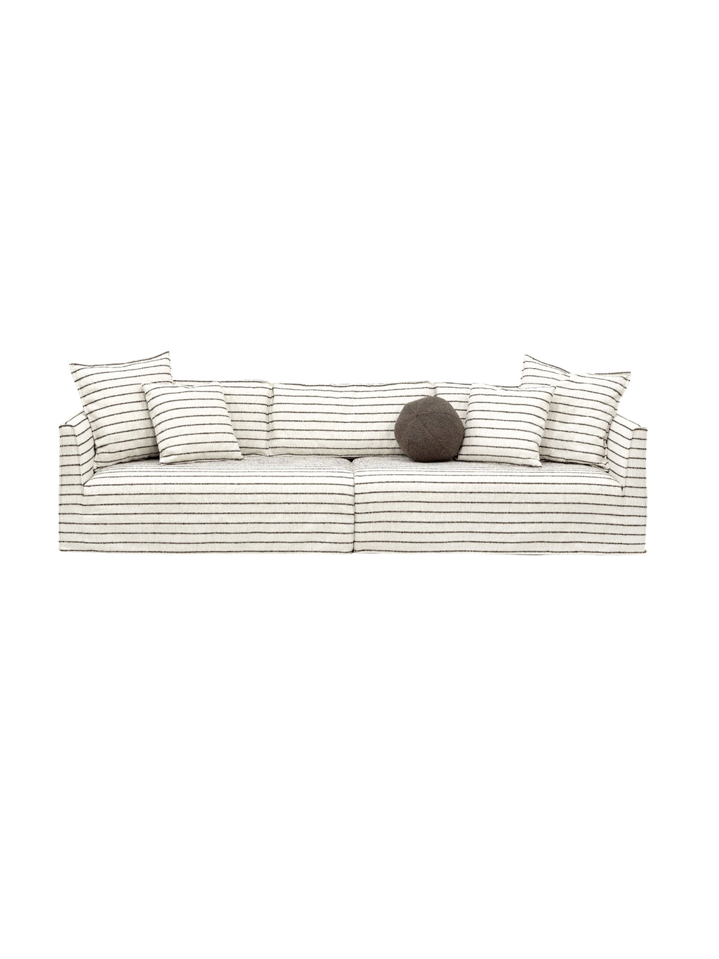 Striped sofa with a single cushion Striped Fabric & Solid Birch Indoor Large Sofa