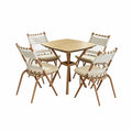 Wooden table with chairs ,「Teak Weave」Outdoor Lounge Dining Set ,outdoor woven strap furniture supplier