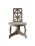 Wooden chair with a geometric backrest Hand-Carved Geometric Art Throne in Solid Wood Chair