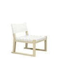 Wooden chair with a white cushion Woven Natural Leather & Solid Oak Leisure Chair