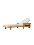 Wooden lounge chair with white cushion,The Serene | Minimalist Solid Teak Outdoor Single Sunbed