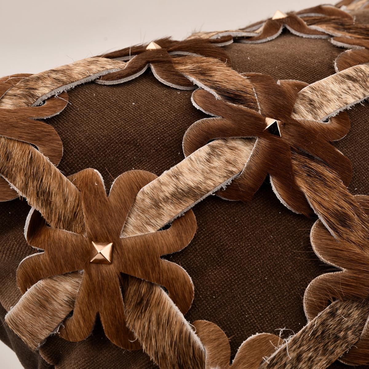 Amber Floral Woven Patchwork Mixed spliced textured Lumbar Cushion