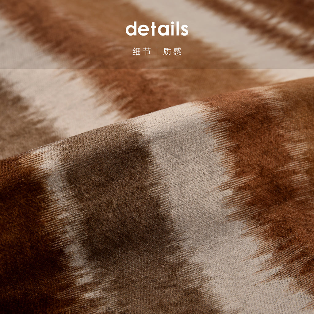 Warm Earth‑Tone Stripe Carved Velvet Lumbar Cushion