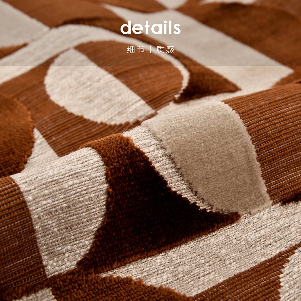 Brown Beige Geometric Art Patchwork Velvet Lumbar Cushion