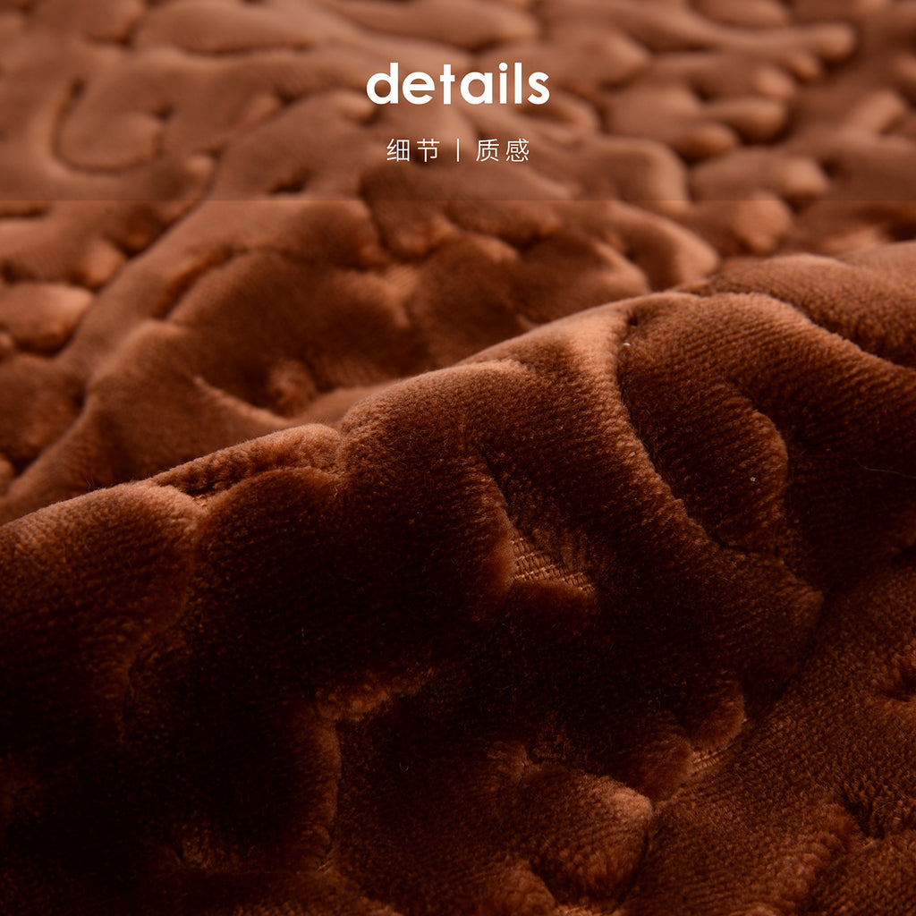 Deep Chocolate Brown Embossed Carved Velvet Lumbar Cushion