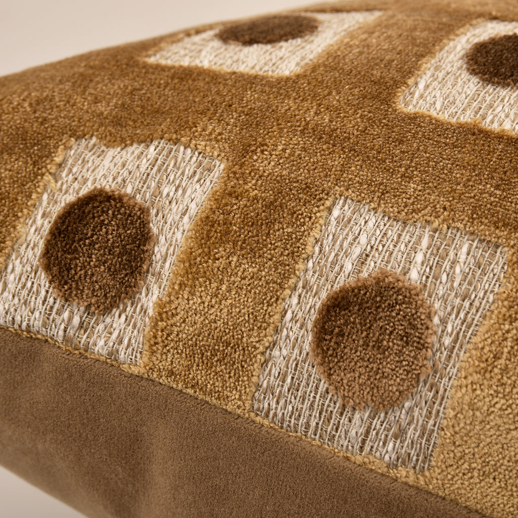 Beige‑Dot Geometric Cut‑Velvet Decorative Lumbar Waist Pillow