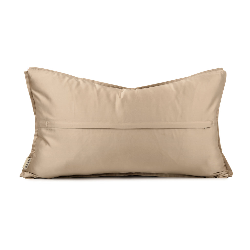 Champagne‑Beige Wave Cut‑Velvet Decorative Lumbar Waist Pillow