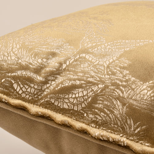 Ginger‑Gold Vintage Scenic Jacquard Velvet Decorative Lumbar Waist Pillow