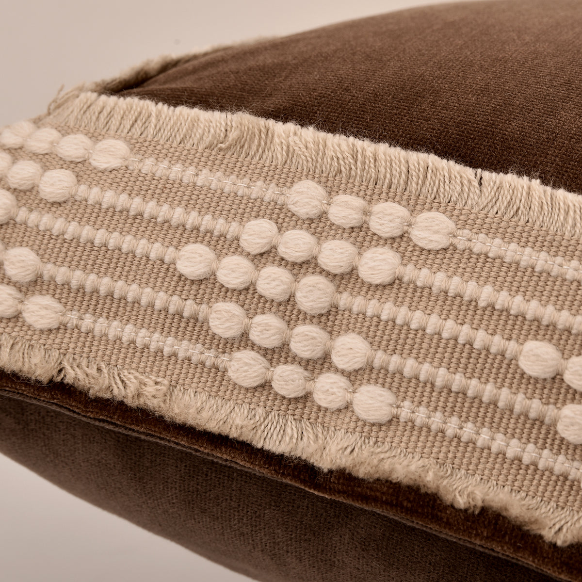 Vintage Brown‑Cozy Textured Velvet Decorative Lumbar Waist Pillow