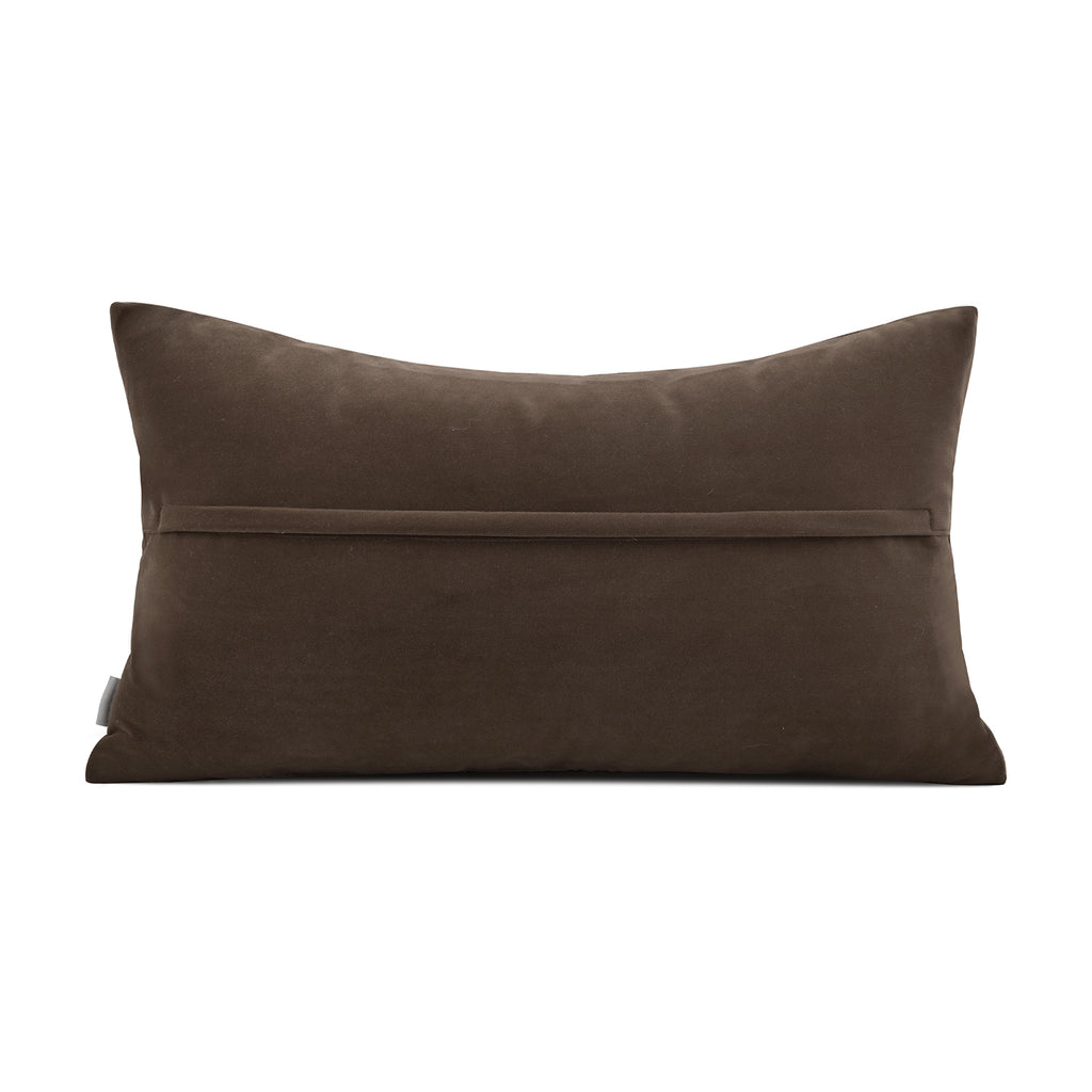 Dark Brown Woven Patchwork Textured Velvet Decorative Lumbar Waist Pillow