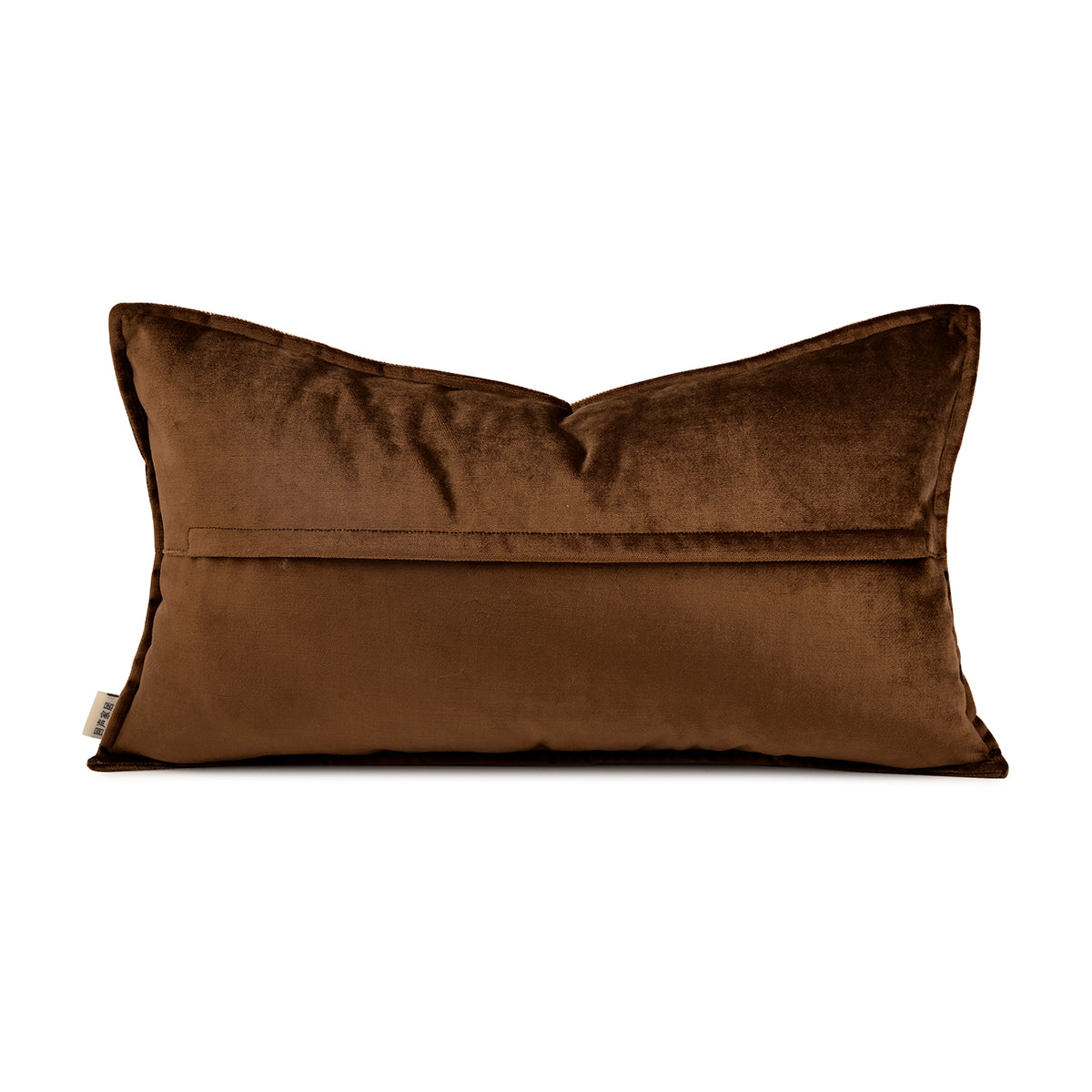 Orange‑Coffee Botanical Cut Velvet Decorative Lumbar Waist Pillow