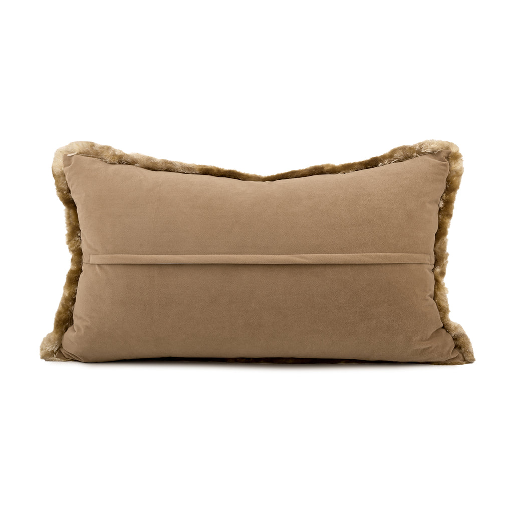 Beige Floral Jacquard Feather Decorative Lumbar Pillow Elegant Waist Cushion