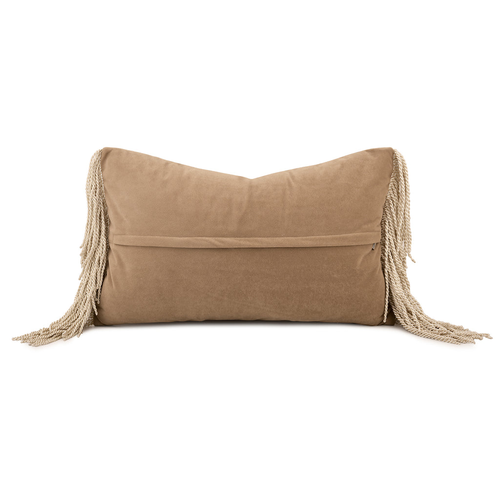 Art Pattern Velvet Patchwork Tassel Lumbar Pillow Decorative Waist Cushion