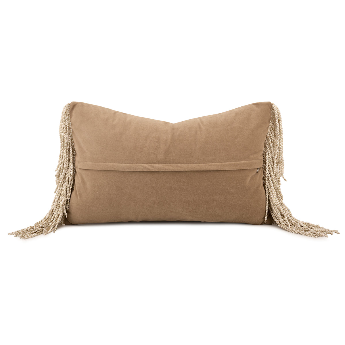 Art Pattern Velvet Patchwork Tassel Lumbar Pillow Decorative Waist Cushion