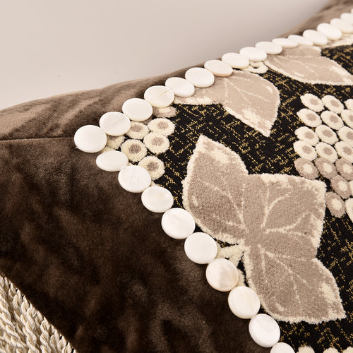 Floral Grape Pattern Tassel Lumbar Pillow Decorative Waist Cushion